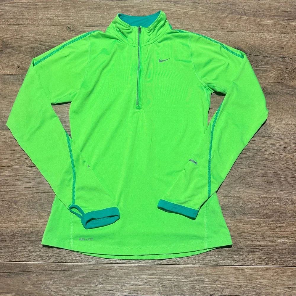 Nike Neon Green Dri-FIT Element Half-Zip Running Pullover Women XS